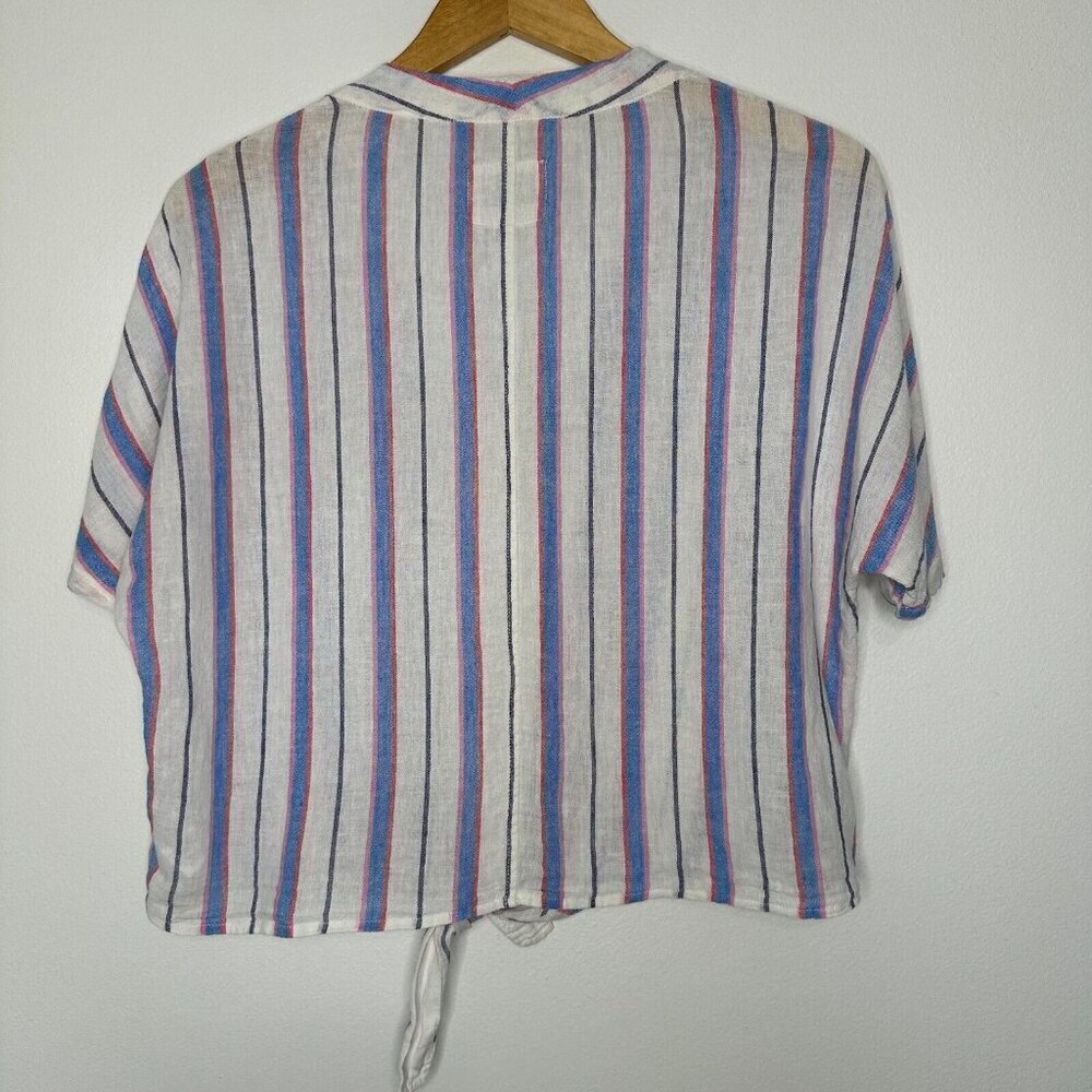 Rails Thea Tahiti Stripe Shirt Size S Cropped‎ Tie Front - Picture 2 of 12